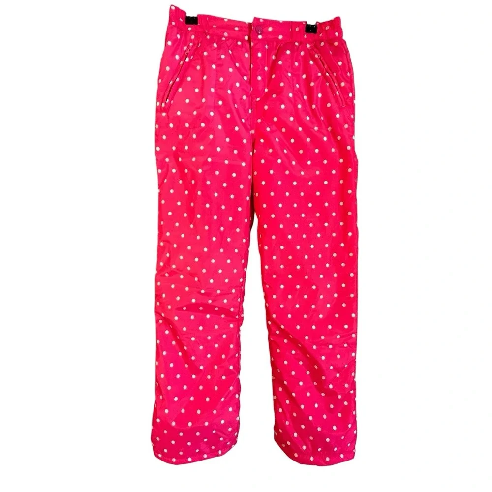 Girls Gymboree Snow Ski Pants Pink White Polka Dots Size Large 10-12